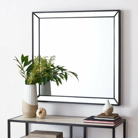 SAFAVIEH 36 x 0.8 x 36 in. Presea Black Mirror MRR2004B